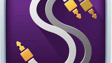 A Purple And White Icon With Two Cables Representing Sound Siphon For Macos.