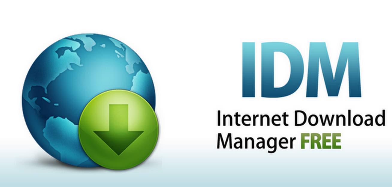 Idm Internet Download Manager Logo With Text 'Free Download' On A Blue Background.