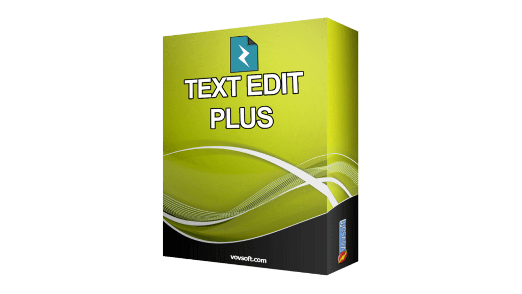 Text Edit Plus - Vovsoft Text Edit Plus Logo On A Text Editor Interface With Various Editing Tools And Options.