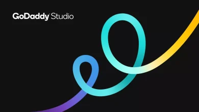 Colorful Curved Line Logo For Godaddy Studio Graphic Design App.