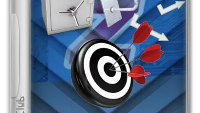 An Image For Privazer Pro Software. The Design Shows A Vault, Security Camera, And Bullseye Target With Red Darts, Symbolizing Security And Precision. The Background Includes Blue Arrows Indicating Movement Or Data Transfer. The Text &Quot;Privazer Pro&Quot; Is Displayed Prominently.