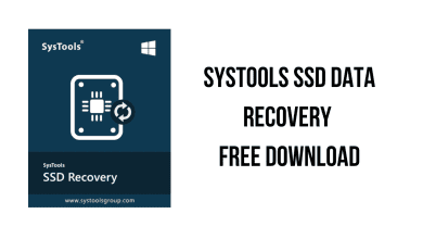 A Promotional Image For Systools Ssd Data Recovery Software. The Left Side Displays The Software Box With A Graphic Of An Ssd And The Windows Logo. Bold Black Text On The Right States &Quot;Systools Ssd Data Recovery Free Download.&Quot; Dark Blue Background On The Box Highlights Its Professional Look.