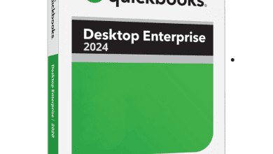 Image Of A Boxed Software Package For &Quot;Intuit Quickbooks Desktop Enterprise 2024&Quot;. The Box Is White And Green With The Quickbooks Logo At The Top, And A Download Icon And Windows Logo At The Bottom.