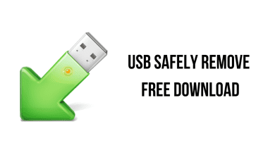 An Illustration Of A Usb Flash Drive With A Green Downward Arrow And A Yellow Dot. Next To It, The Text Reads &Quot;Usb Safely Remove Free Download By Haxnode.