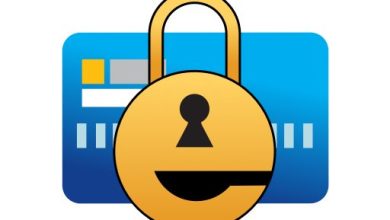 A Credit Card With A Blue Gradient Background Featuring A Large Gold Padlock Icon In Front Of It, Symbolizing Security And Protection Of Financial Information, Supported By Iliumsoft Ewallet.