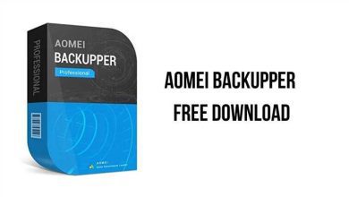 Image Showing The Packaging For Aomei Backupper Professional Software. The Box Is Predominantly Black And Blue With Text Indicating The Product Name. To The Right, Large Text Reads &Quot;Aomei Backupper Free Download&Quot; Against A White Background, Highlighting The Versatility From Technician Plus To Winpe Support.