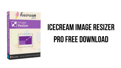 A Box For Icecream Image Resizer Pro V2.14 Is Shown On The Left, With Text Reading &Quot;Icecream Image Resizer Pro Free Download&Quot; In Bold On The Right. The Box Has A Pastel Design With A Picture Of A Screen Being Resized, Courtesy Of Khanpc.