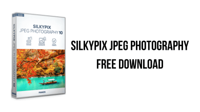 A Box Of Silkypix Jpeg Photography 10 Software Is Displayed On The Left, Showcasing A Scenic Image Of A Pier And Colorful Autumn Trees. To The Right Of The Box, V11.2.14.0 Is Highlighted With Text Reading &Quot;Silkypix Jpeg Photography Free Download.