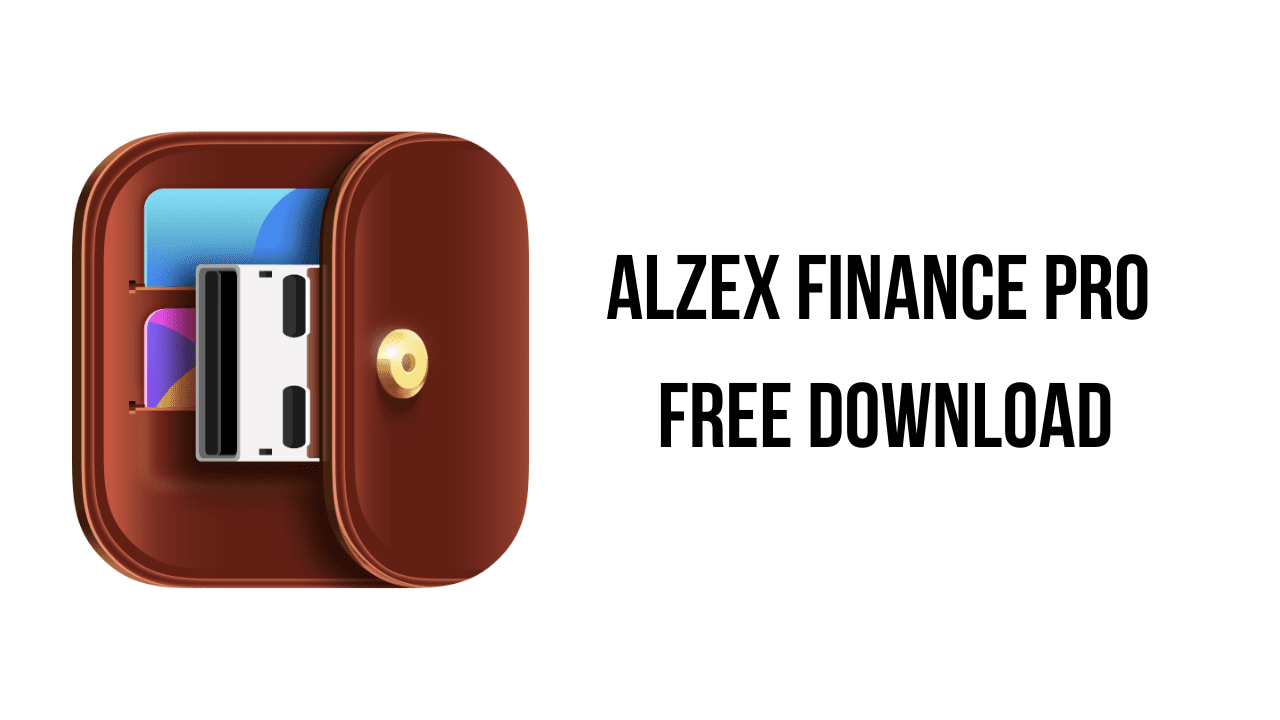 Image Of The Alzex Finance Pro Logo, Which Features An Opened Brown Wallet With Cards Inside, Accompanied By The Text &Quot;Alzex Finance Pro Free Download&Quot; On A White Background. Discover This Essential App On Appdoze Today!