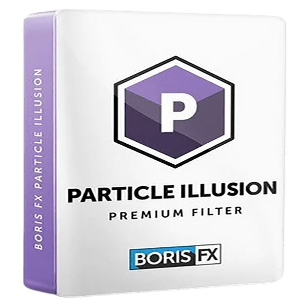 The Image Displays The Packaging For Boris Fx Particle Illusion Pro. The Package Is Primarily White With A Hexagonal Logo Containing A &Quot;P&Quot; In The Center And Features A Purple Color Scheme. The Brand Name &Quot;Boris Fx&Quot; Is Prominently Displayed At The Bottom.