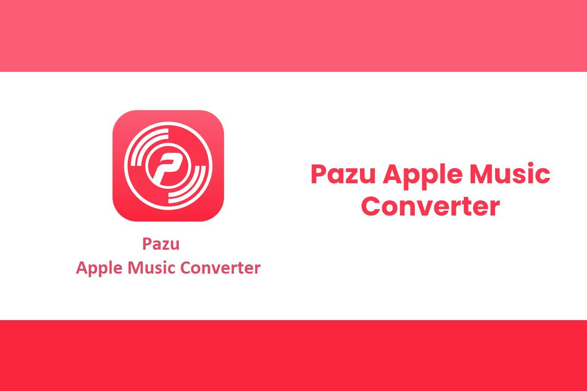 The Image Displays The Logo For Pazu Apple Music Converter On The Left, A Red, Circular Design With A White Symbol. To The Right, In Red Text, It Reads &Quot;Pazu Apple Music Converter.&Quot; The Background Is Predominantly White With Red Borders At The Top And Bottom. This Innovative Tool Rivals Even Cracked Software Like Appdoze.